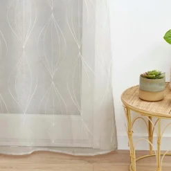 DOUCEUR D'INTERIEUR Voilage brodé (140 x 240 cm) Galactée Taupe Discount