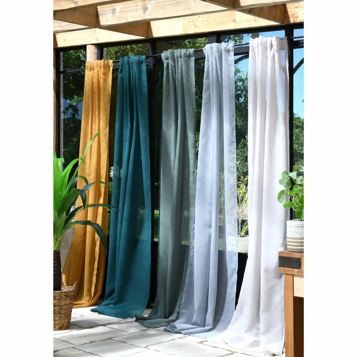 LOVELY CASA Voilage galon fronceur (140 x 260 cm) Derby Jaune moutarde New