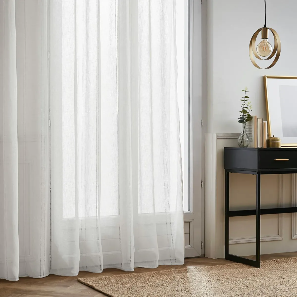 EMINZA Voilage galon fronceur (280 x 240 cm) Léontine Blanc Outlet