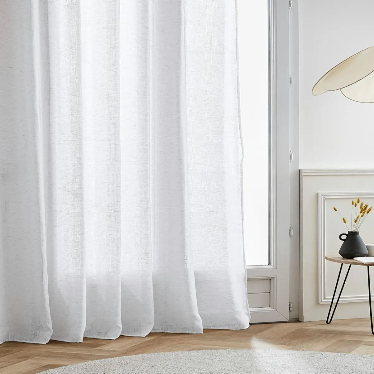 EMINZA Voilage galon fronceur effet lin (280 x 240 cm) Luca Blanc Clearance