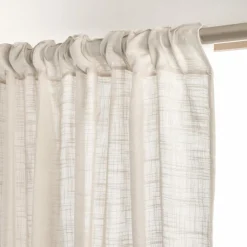 EMINZA Voilage galon fronceur effet lin (280 x 240 cm) Robin Beige Clearance