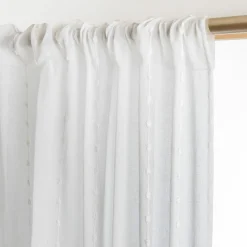 EMINZA Voilage galon fronceur pompons (140 x 240 cm) Axel Blanc Outlet
