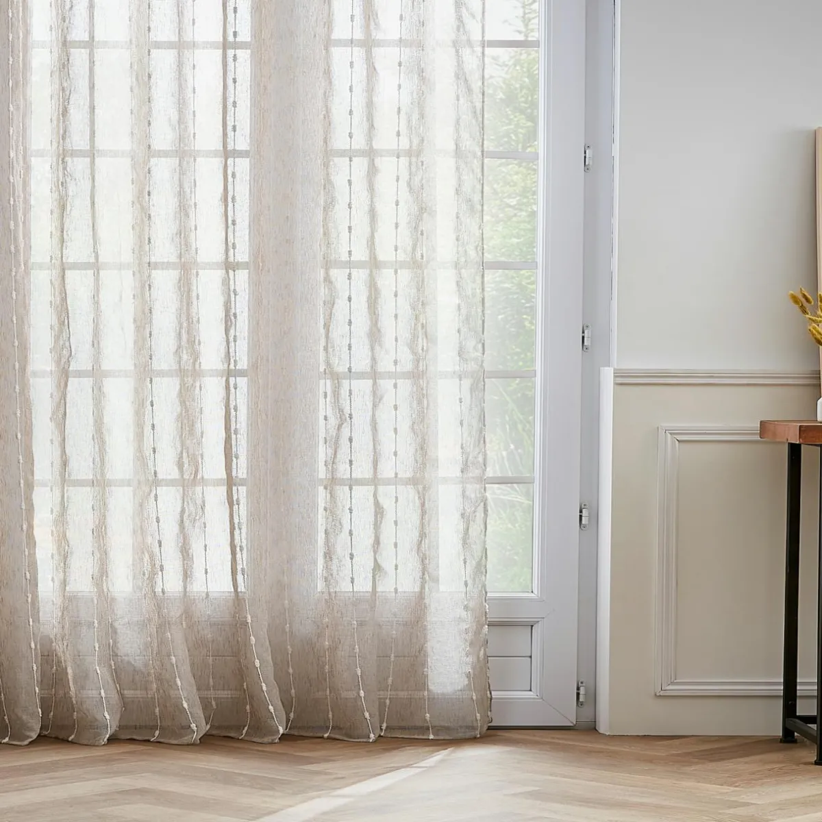 EMINZA Voilage galon fronceur pompons (280 x 240 cm) Axel Beige