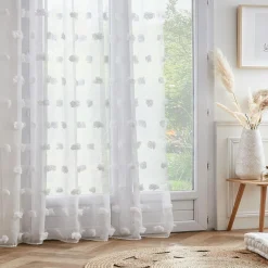 EMINZA Voilage galon fronceur pompons (280 x 240 cm) Suzie Blanc Outlet