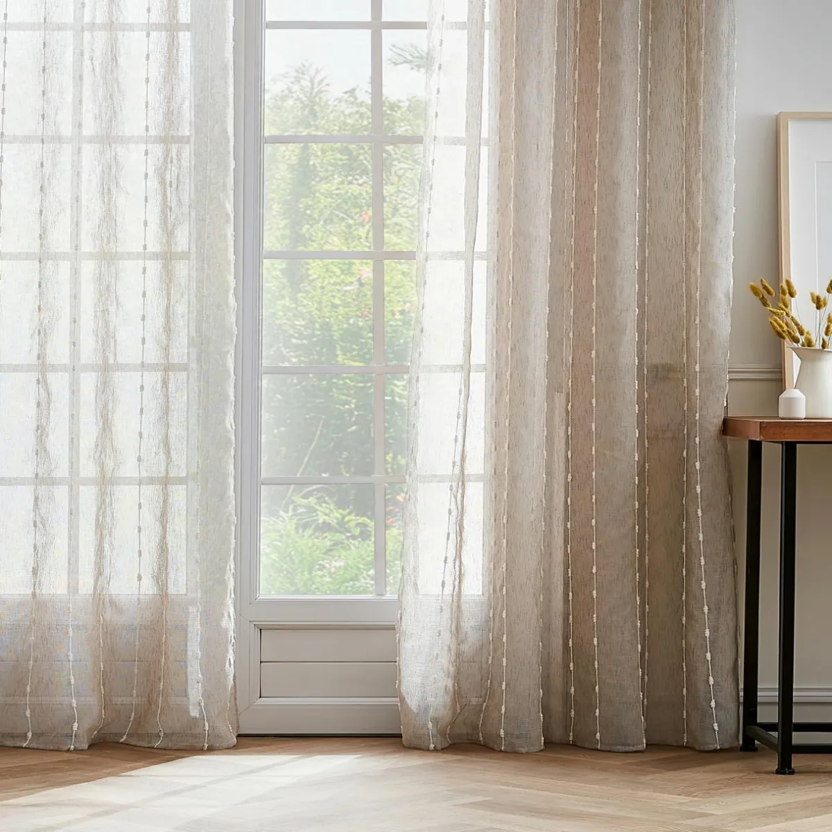 EMINZA Voilage galon fronceur pompons (140 x 240 cm) Axel Beige