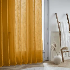 EMINZA Voilage grande largeur effet lin (400 x 240 cm) Robin Jaune ocre Clearance