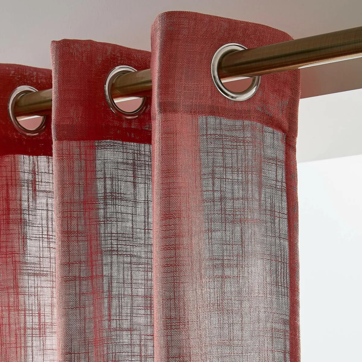 EMINZA Voilage grande largeur effet lin (400 x 240 cm) Robin Terracotta Outlet