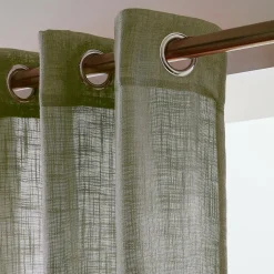 EMINZA Voilage grande largeur effet lin(400 x 240 cm) Robin Vert romarin Discount