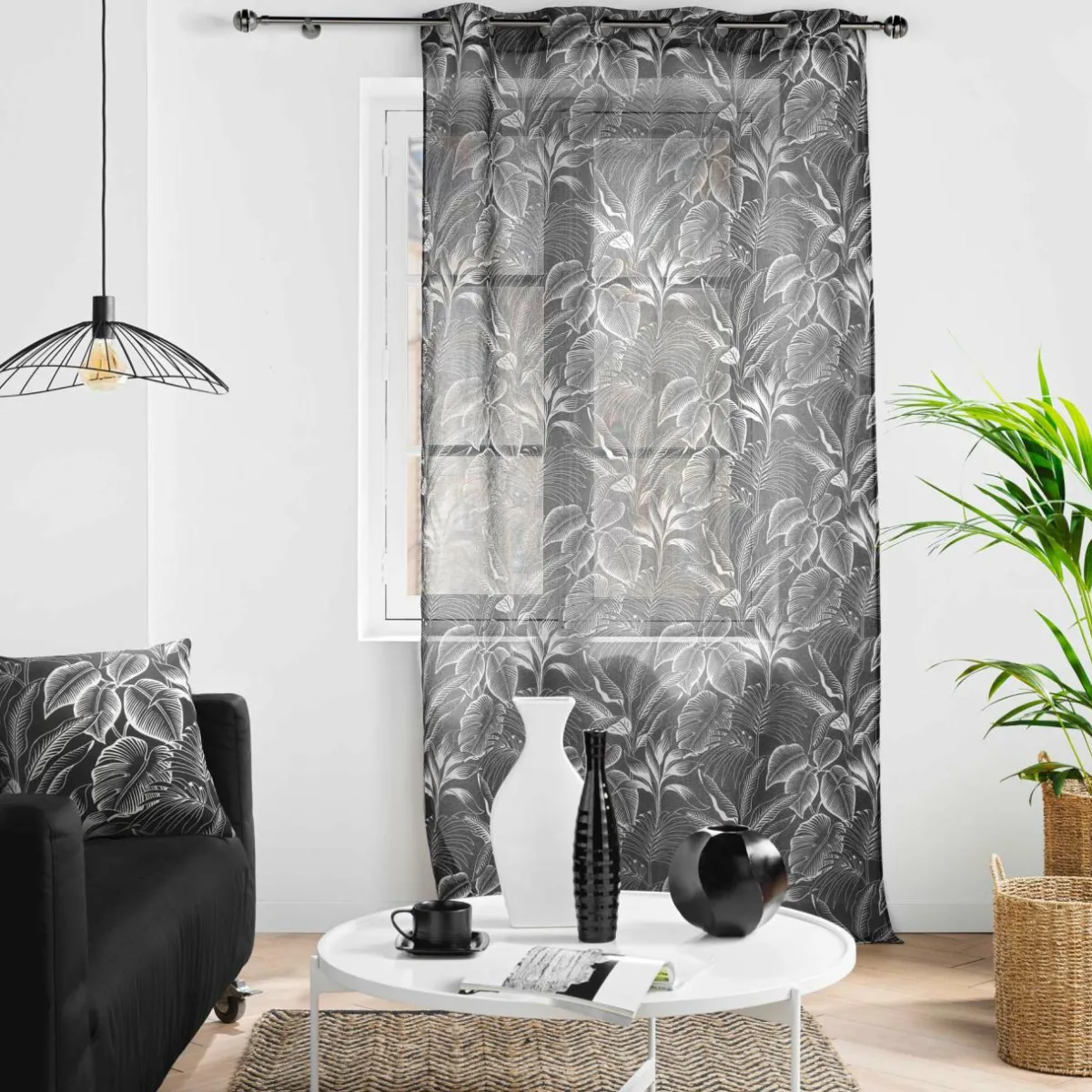 DOUCEUR D'INTERIEUR Voilage œillets (140 x 240 cm) Cabana Noir Discount