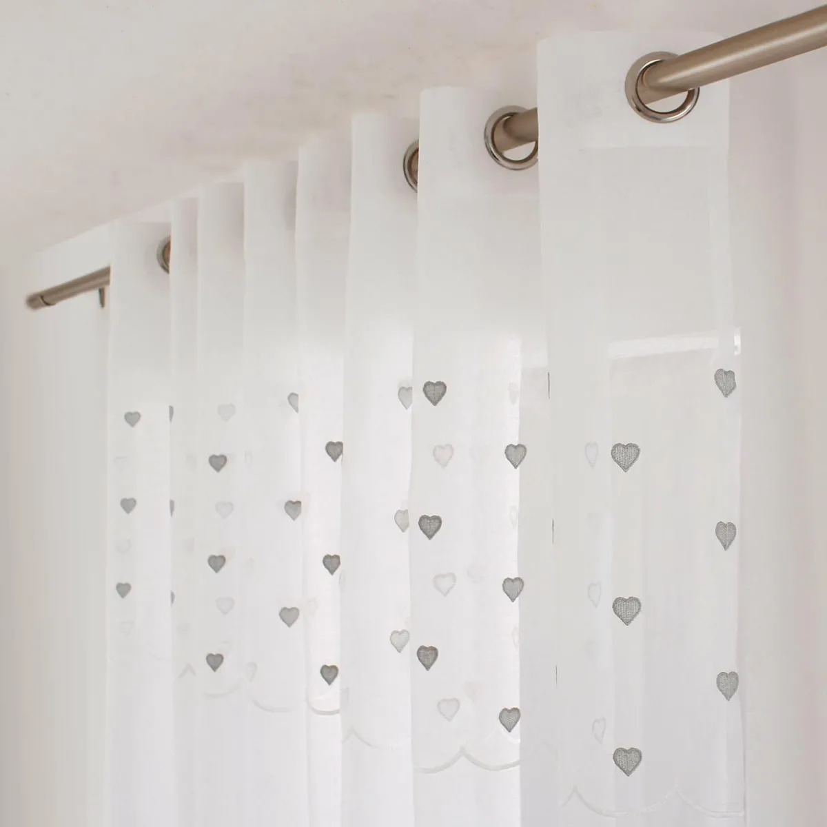 ENJOY HOME Voilage œillets (140 x 240 cm) Coeurs Gris Best