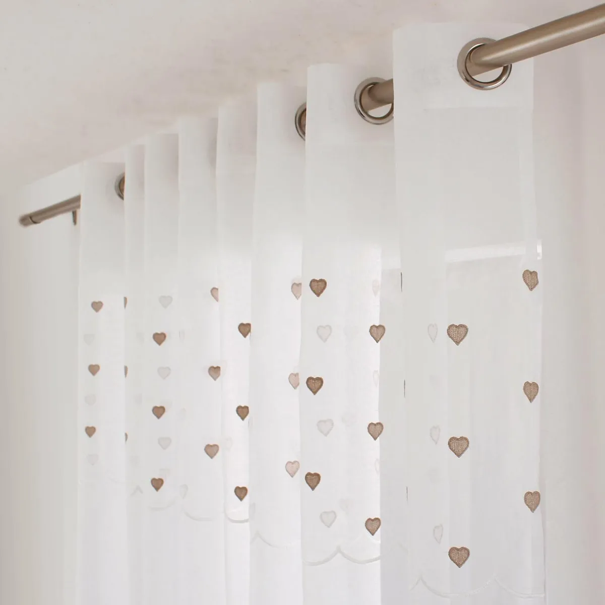 ENJOY HOME Voilage œillets (140 x 240 cm) Coeurs Beige Best