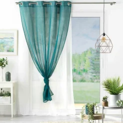 DOUCEUR D'INTERIEUR Voilage œillets (140 x 240 cm) Duetto et Blanc Bleu pétrole Discount