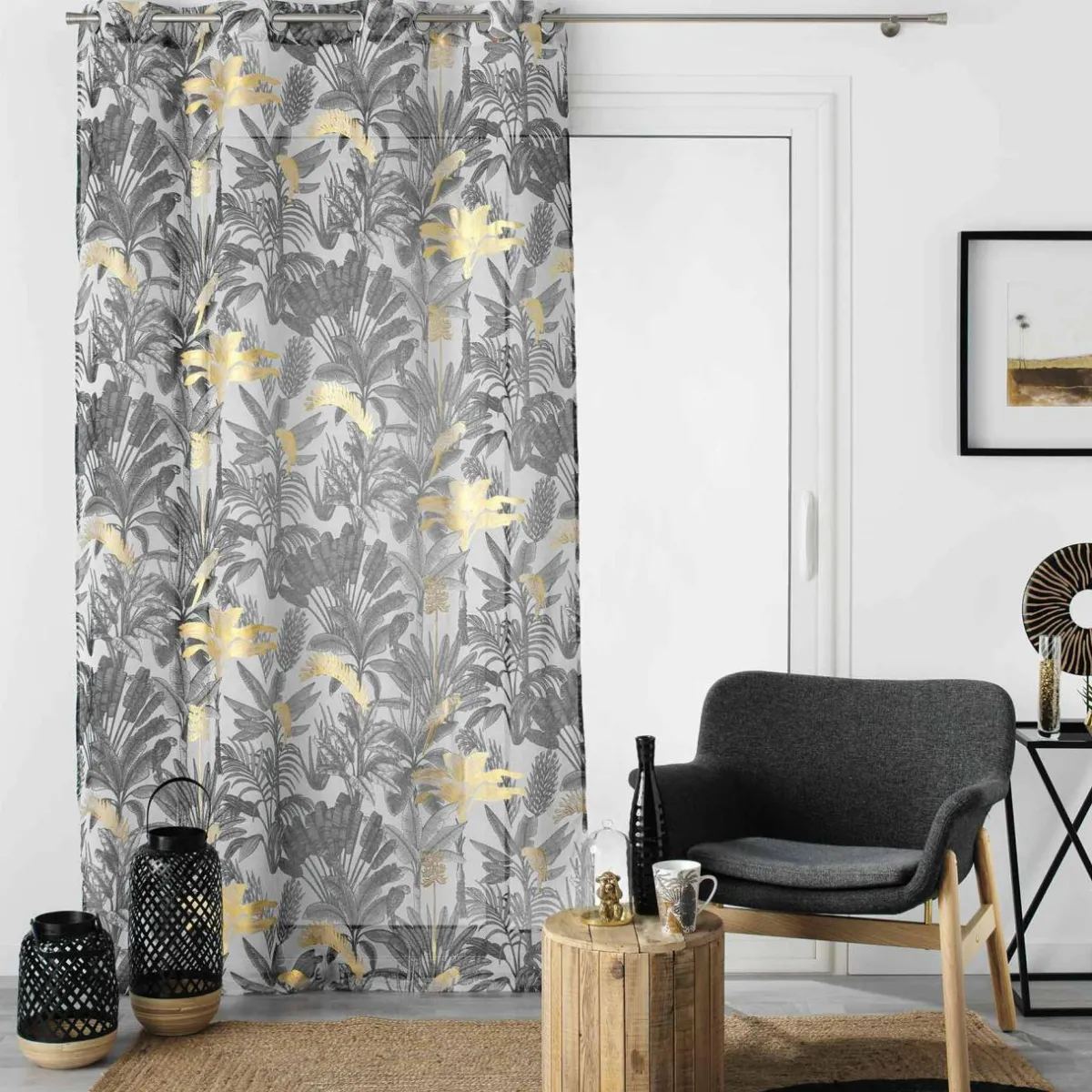 DOUCEUR D'INTERIEUR Voilage œillets (140 x 240 cm) Karaba Noir Sale