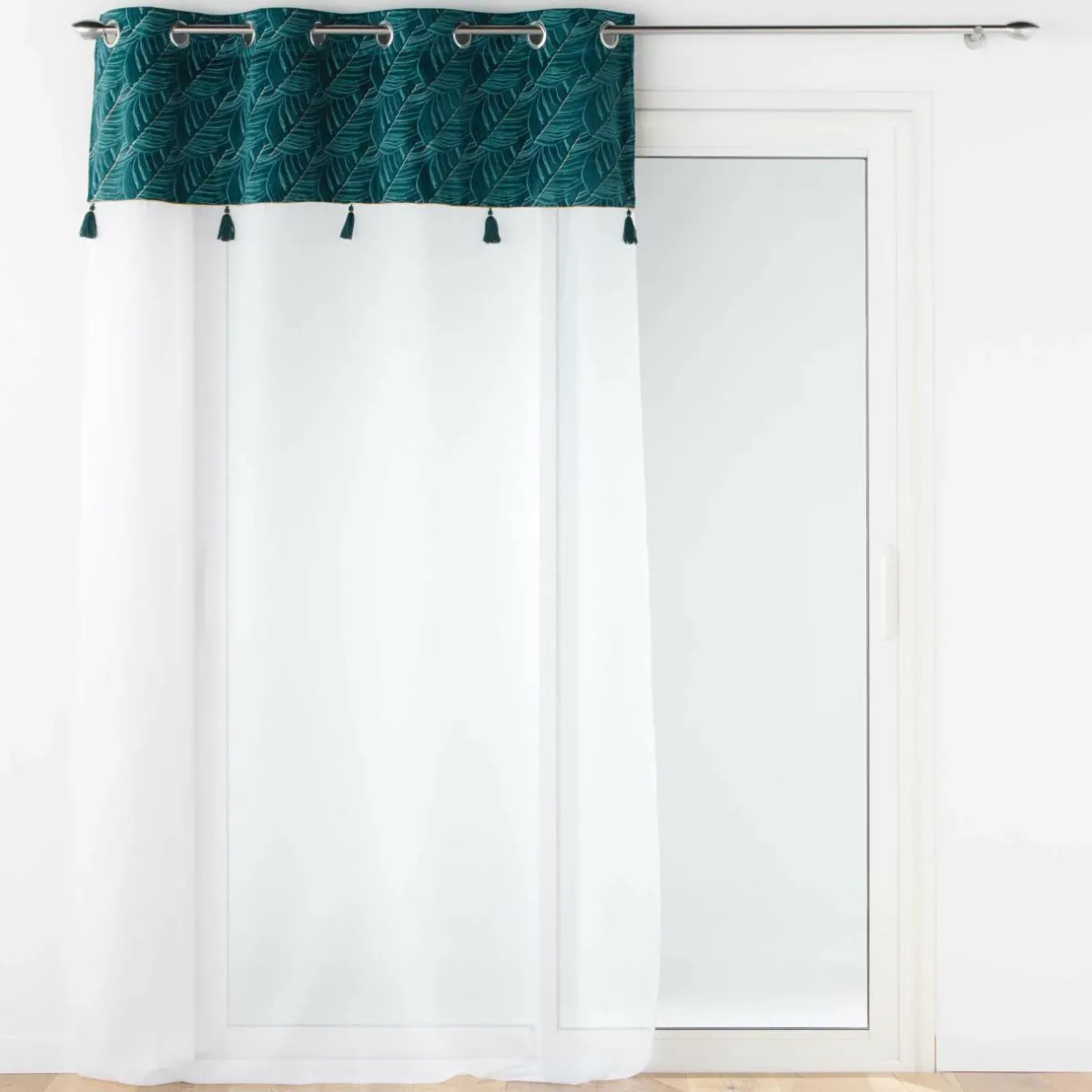 DOUCEUR D'INTERIEUR Voilage œillets (140 x 240 cm) Palmina Bleu canard Online