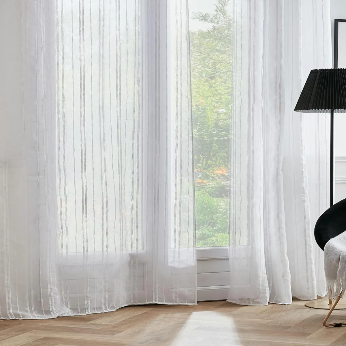 EMINZA Voilage œillets (180 x 240 cm) Théo Blanc Discount