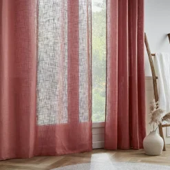 EMINZA Voilage œillets effet lin (140 x 240 cm) Robin Terracotta Sale