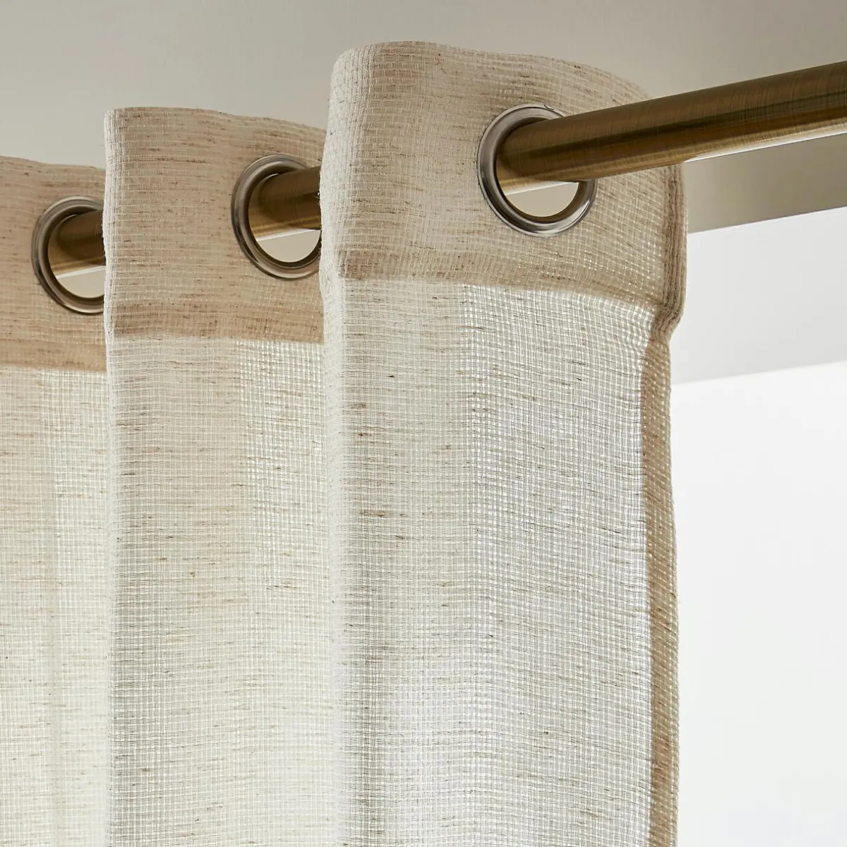 EMINZA Voilage œillets effet lin (280 x 240 cm) Luca Beige Hot