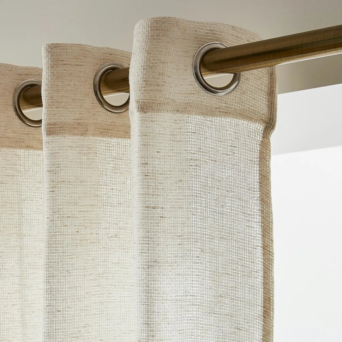 EMINZA Voilage œillets effet lin (180 x 240 cm) Luca Beige Clearance