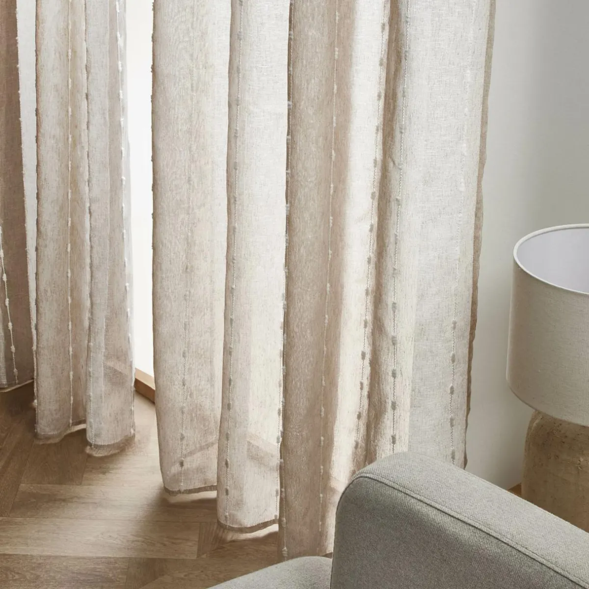 EMINZA Voilage œillets pompons (280 x 240 cm) Axel Beige New