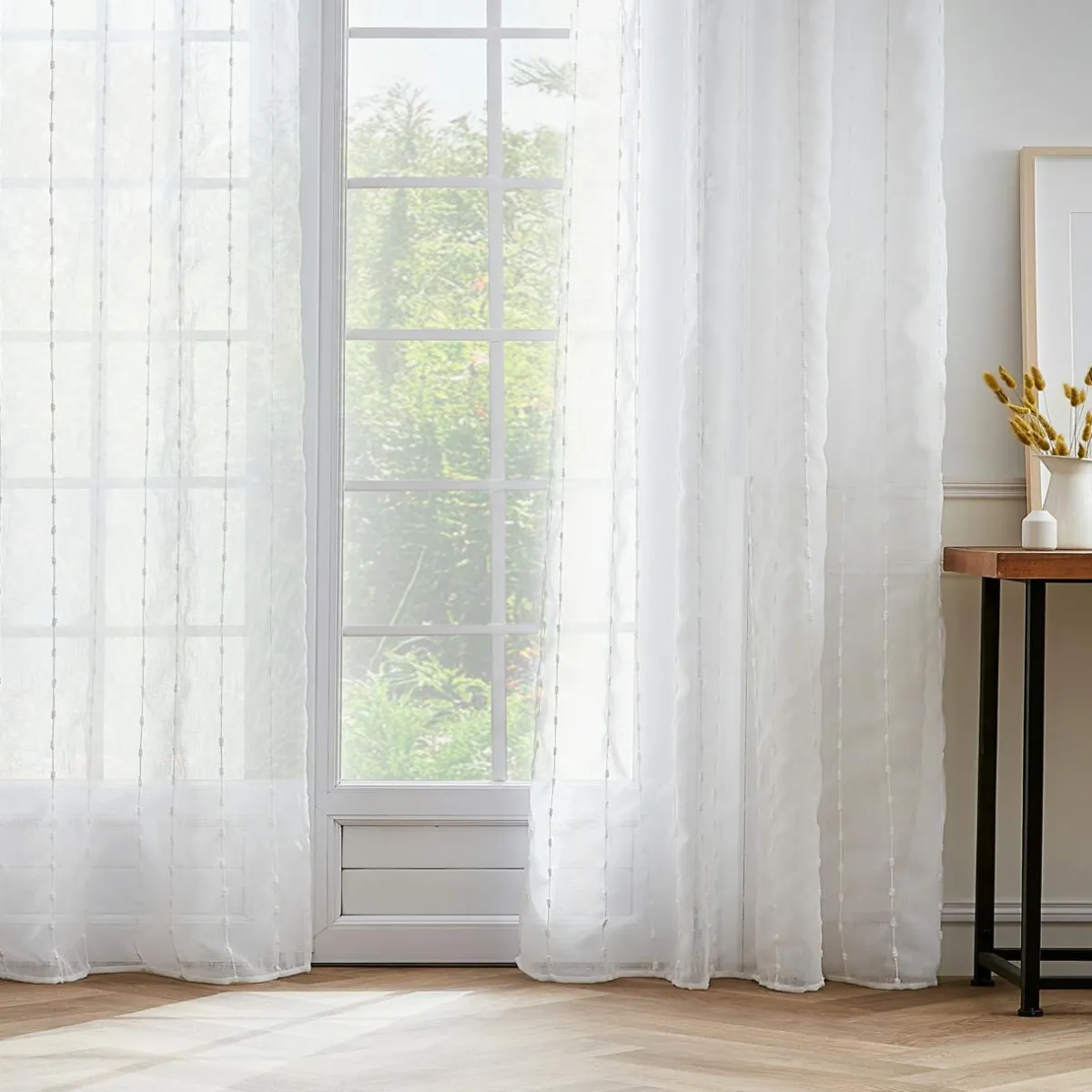 EMINZA Voilage œillets pompons (140 x 240 cm) Axel Blanc Best