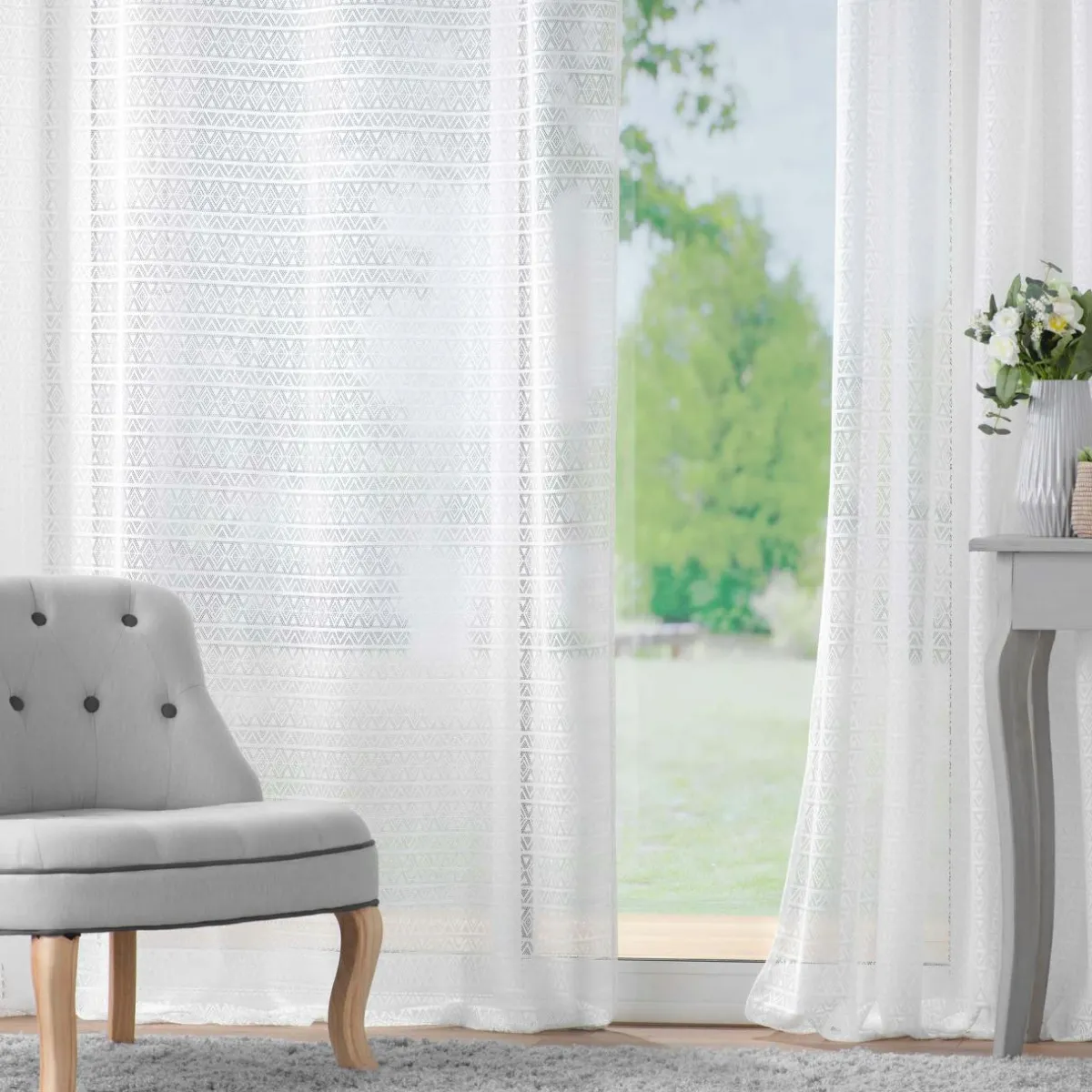 DOUCEUR D'INTERIEUR Voilage maille (140 x 240 cm) Naomie Blanc Clearance