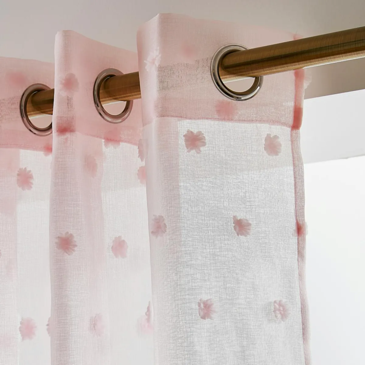 EMINZA Voilage oeillets pompons (140 x 280 cm) Emie Rose Sale