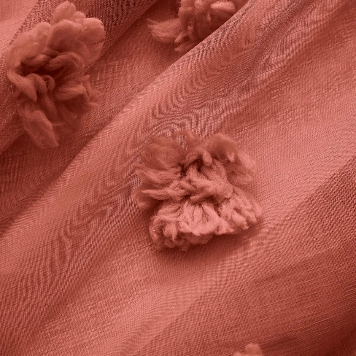 EMINZA Voilage oeillets pompons (140 x 240 cm) Suzie Terracotta Clearance