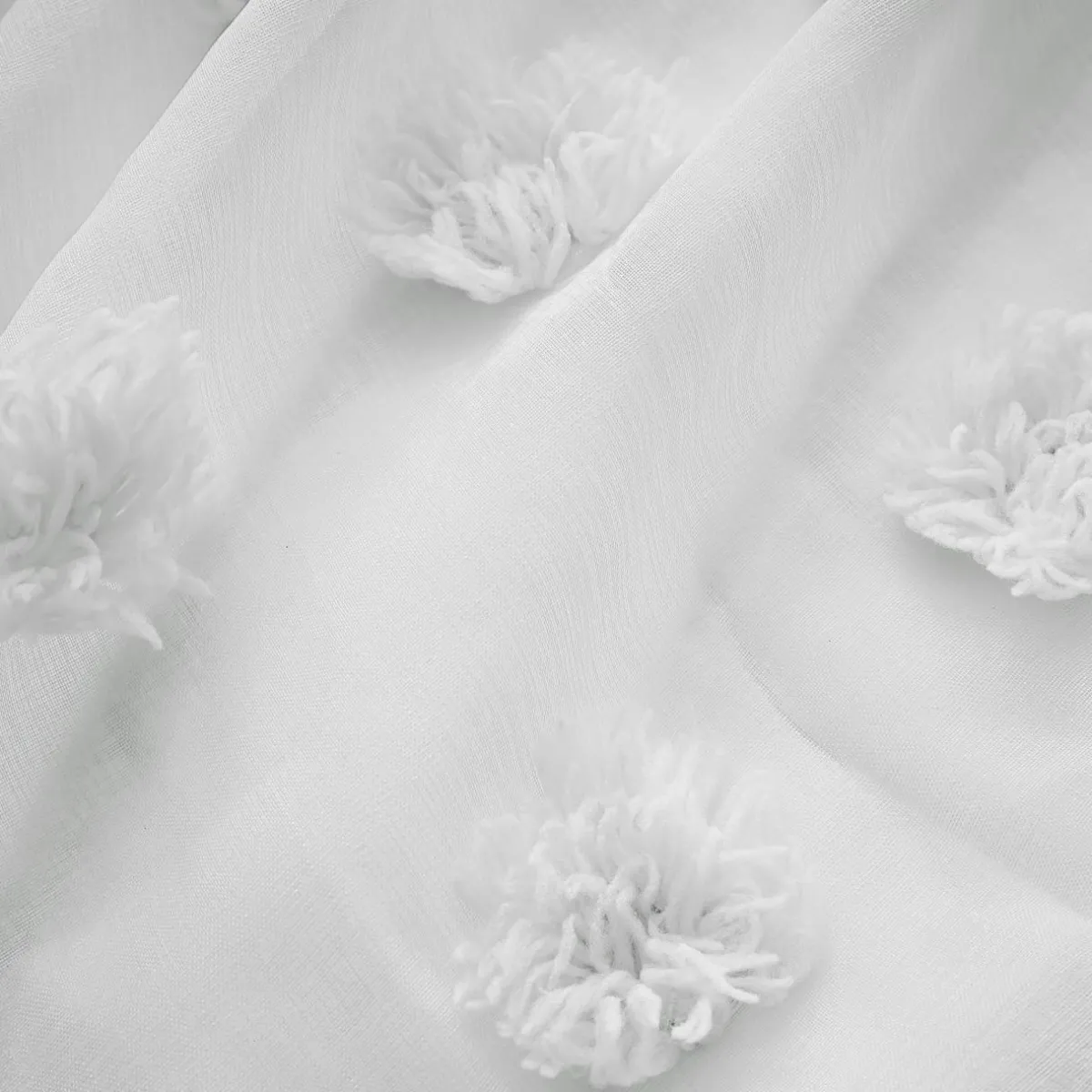 EMINZA Voilage oeillets pompons (180 x 240 cm) Suzie Blanc Online