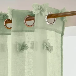 EMINZA Voilage oeillets pompons (140 x 240 cm) Suzie Vert d'eau Vert d'eau Discount