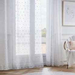 EMINZA Voilage oeillets pompons (180 x 240 cm) Emie Blanc