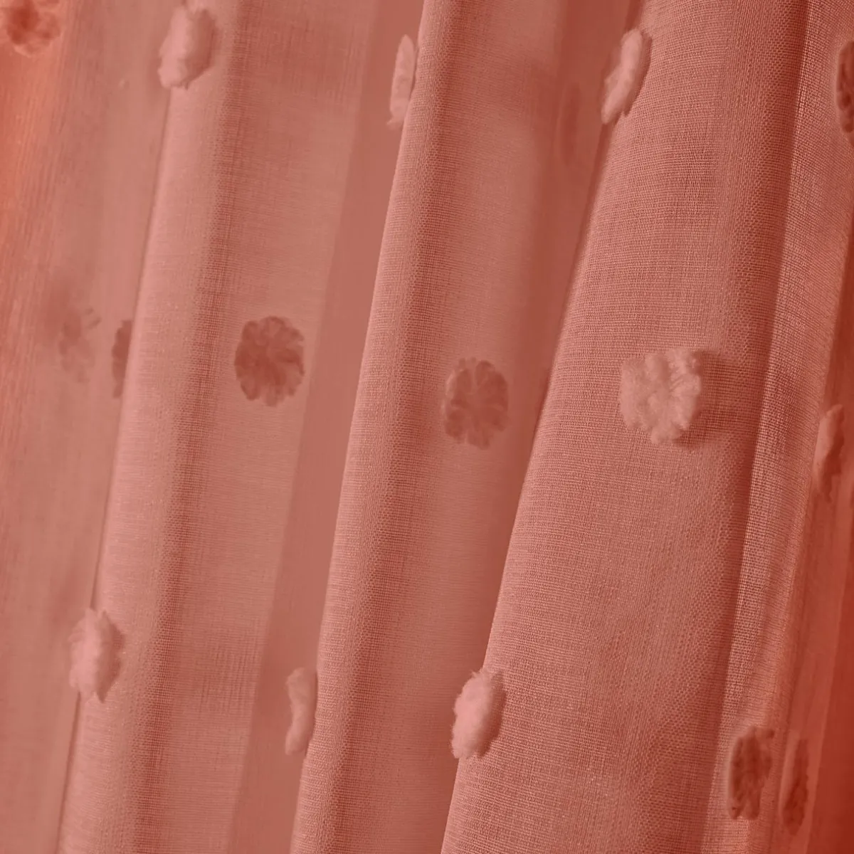 EMINZA Voilage oeillets pompons (140 x 240 cm) Emie Terracotta Best