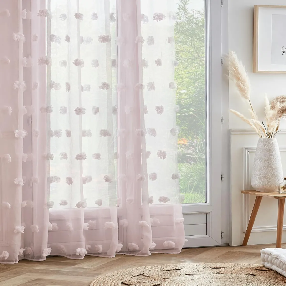 EMINZA Voilage oeillets pompons (280 x 240 cm) Suzie Rose Sale