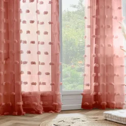EMINZA Voilage oeillets pompons (140 x 280 cm) Suzie Terracotta