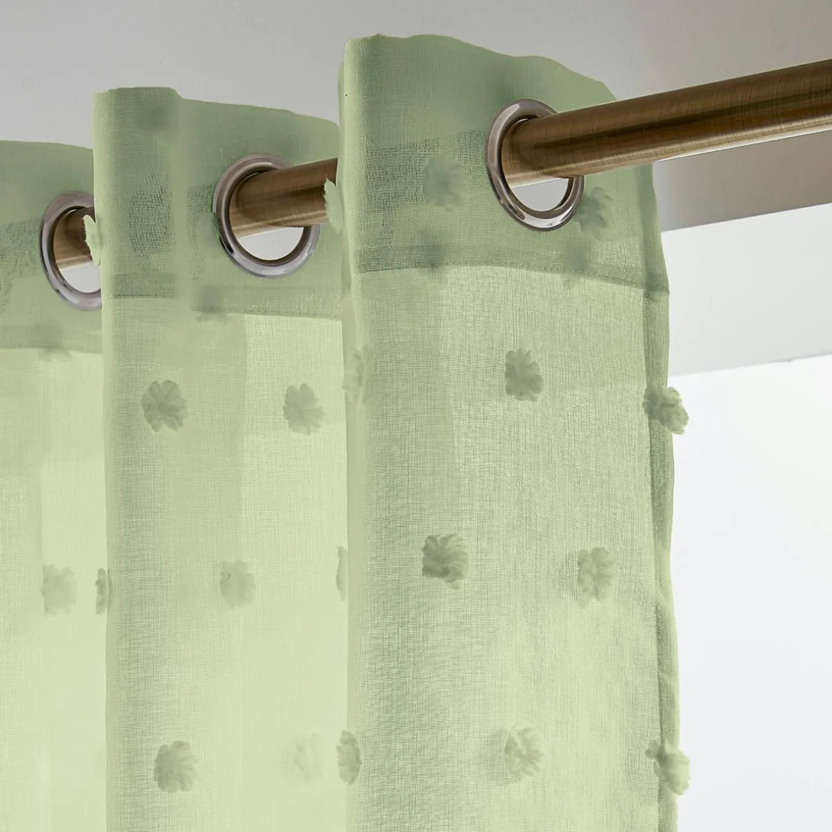 EMINZA Voilage oeillets pompons (140 x 280 cm) Emie Vert d'eau Vert d'eau New