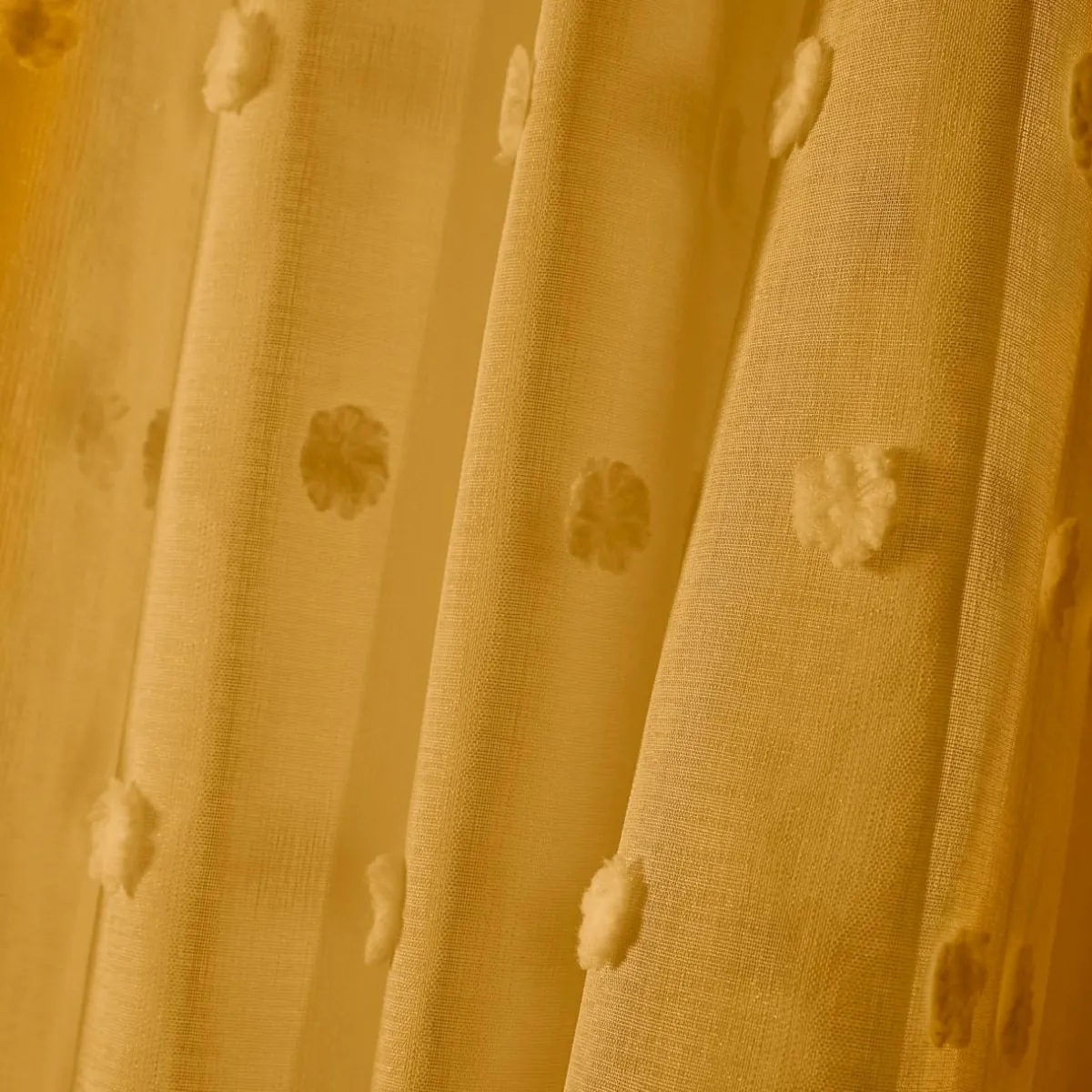EMINZA Voilage oeillets pompons (140 x 240 cm) Emie Jaune moutarde Sale