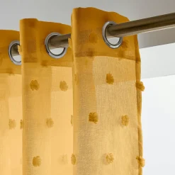 EMINZA Voilage oeillets pompons (140 x 240 cm) Emie Jaune moutarde Sale