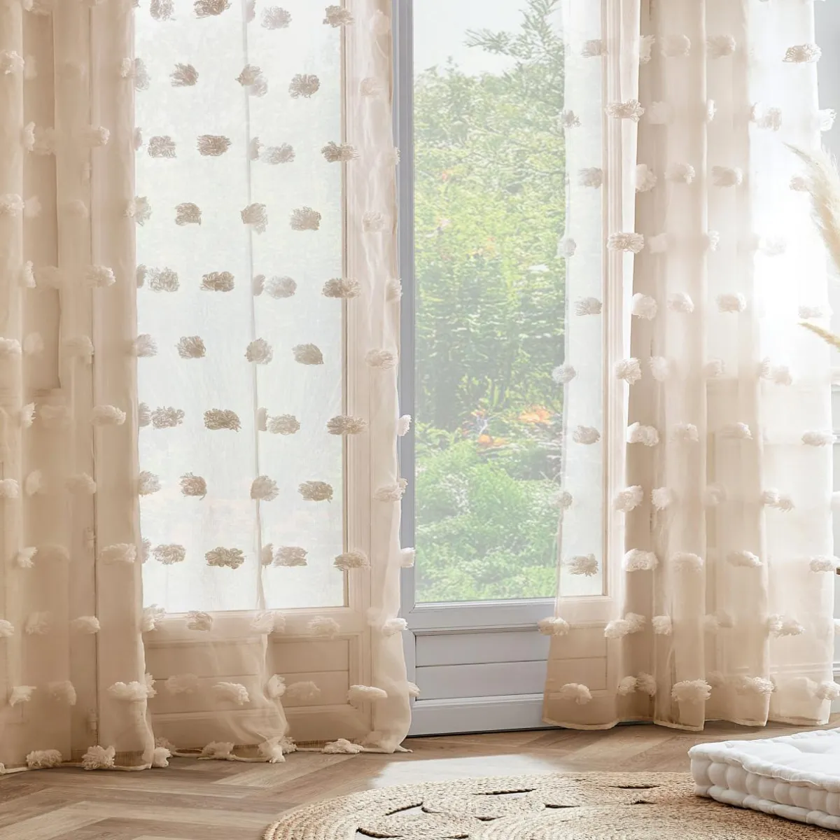 EMINZA Voilage oeillets pompons (140 x 240 cm) Suzie Beige Online