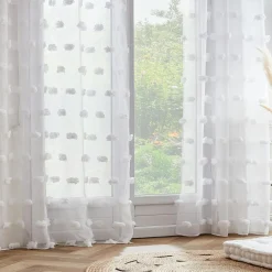 EMINZA Voilage oeillets pompons (140 x 280 cm) Suzie Blanc Sale