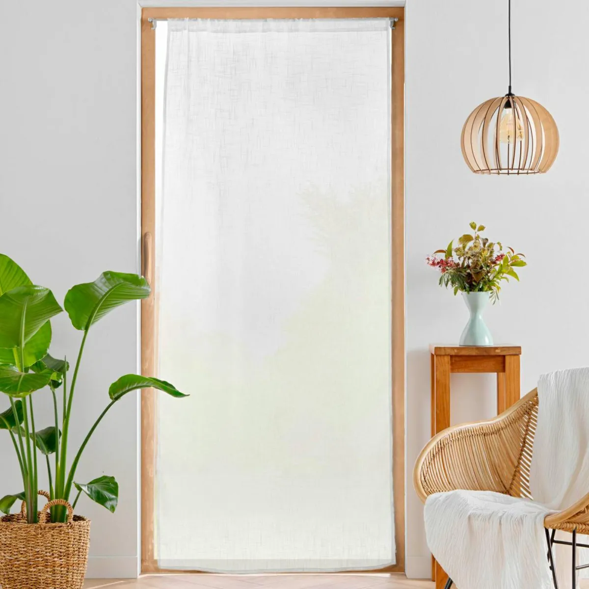 douceur d'intu017drieur Voilage passe tringle effet lin tissé (90 x 200 cm) Haltona Blanc Clearance